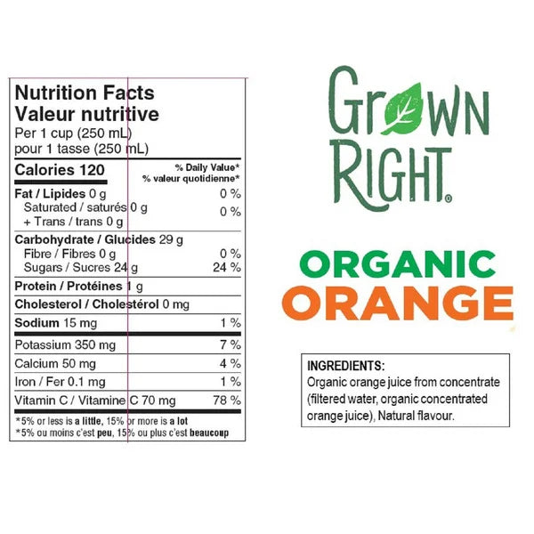 Grown Right - Jus d’orange biologique, 2 x 1,89 L