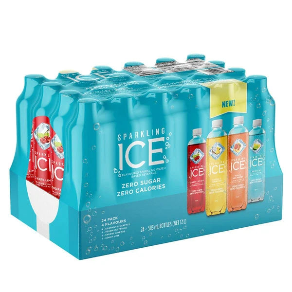 Sparkling ICE - Paquet de 24 bouteilles variées de boissons à base d’eau aromatisée