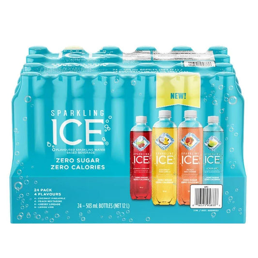 Sparkling ICE - Paquet de 24 bouteilles variées de boissons à base d’eau aromatisée