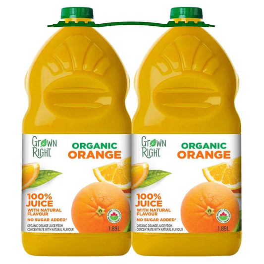 Grown Right - Jus d’orange biologique, 2 x 1,89 L