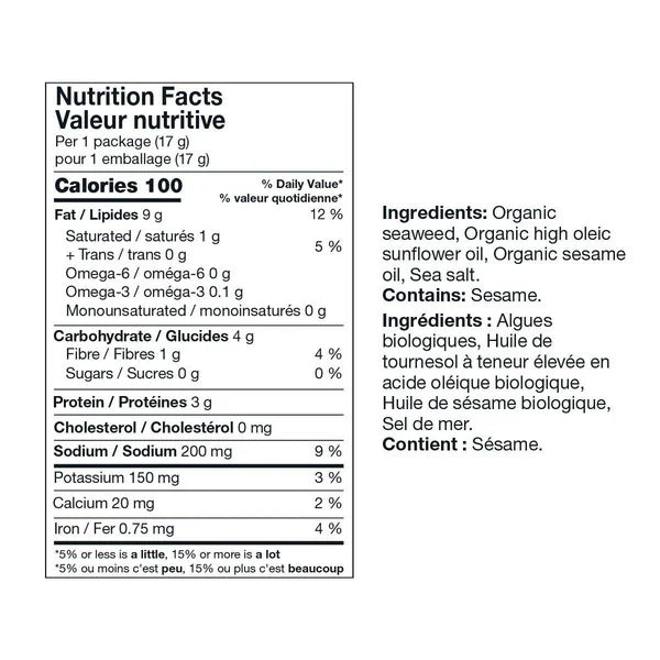 Kirkland Signature - Collation aux algues grillées biologiques, 10 × 17 g